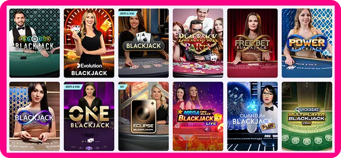 Casushi live blackjack games section screenshot showing available live dealer blackjack tables