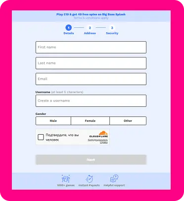 Casushi registration page showing the account sign up form