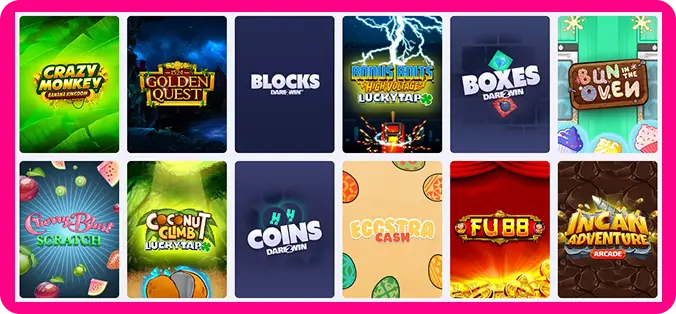 Casino Casushi instant win games section featuring quick play casino titles