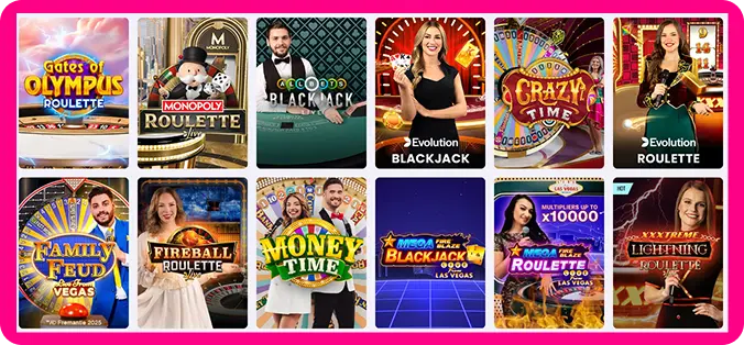 Casushi live casino lobby showing available live dealer games