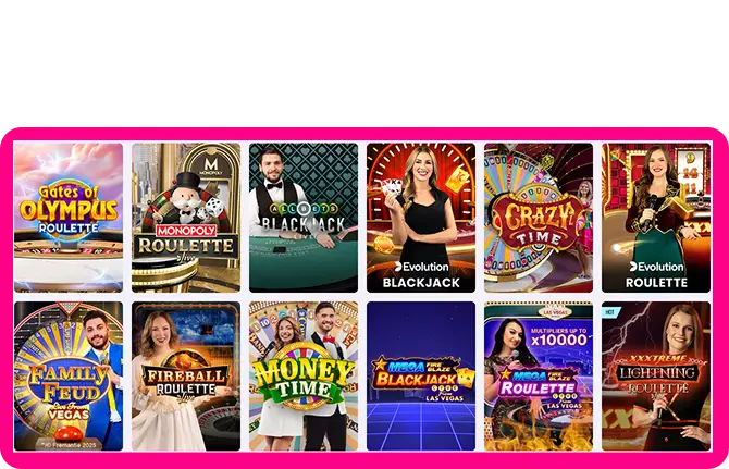 Online Casino Casushi live dealer section featuring blackjack roulette baccarat poker and game shows