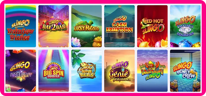 Casushi Casino UK Slingo games collection showing available Slingo titles